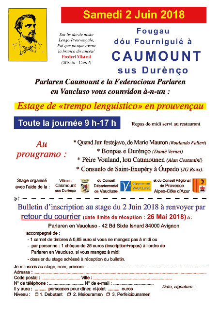 Buletiniscripcioun Caumount pour 2 juin 2018