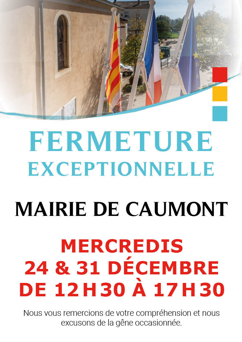 Fermeture de la mairie le 24 et 31 décembre