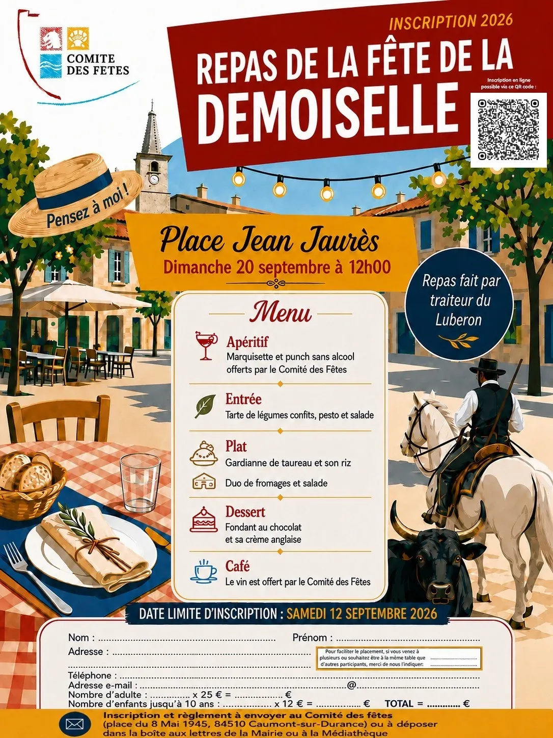 Bulletin inscription repas demoiselle
